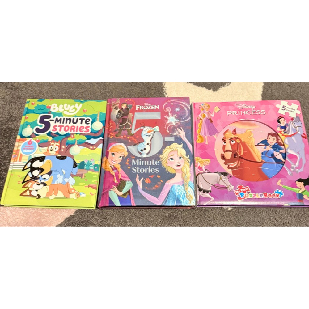 Disney & Bluey Kids Book Bundle – Frozen, Princess & Bluey (Like New)